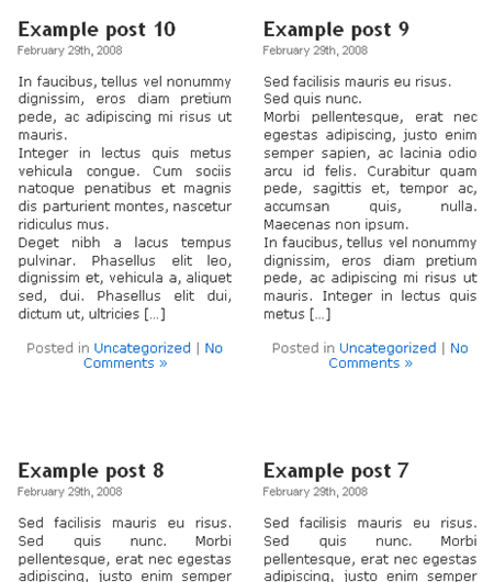 Posts in two columns in WordPress