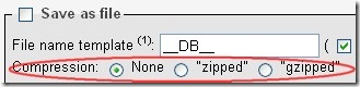 Compress export file in PHPMyAdmin