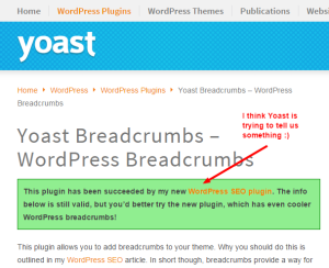 Don't use WordPress breadcrumbs, use WordPress SEO!